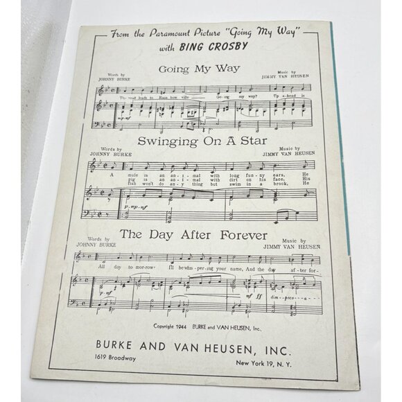 The Day After Forever Vtg Piano Sheet Music Bing Crosby Going My Way 1944 - Picture 5 of 6